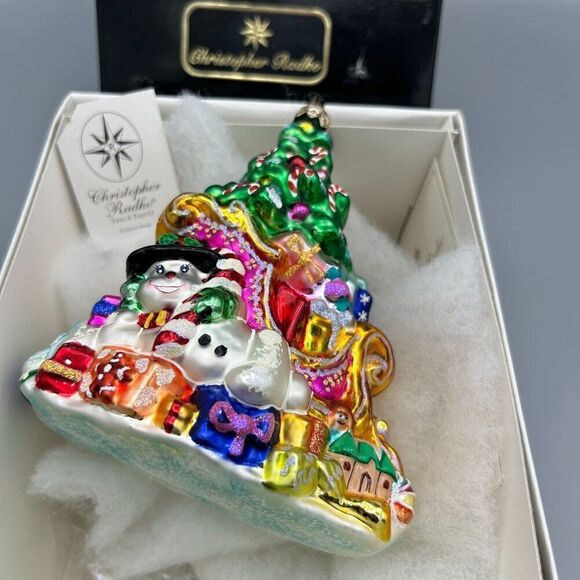 Christopher Radko Ornament‎ with Box Santa Sleigh Glass Trim A Tree-O Glitter - Picture 7 of 14